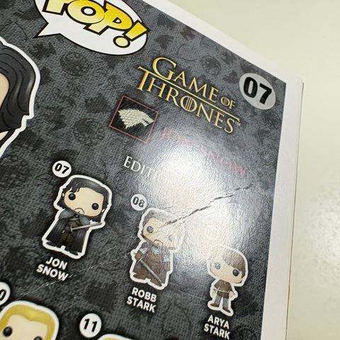 BOX FLAWS VIEW PHOTOS Jon Snow- Game of Thrones Funko Pop Vinyl Figure Exclusive (11.4 Cm L × 8.9 Cm W × 15.9 Cm H)
