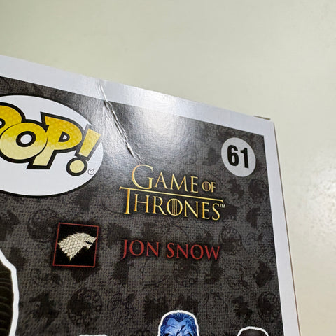 BOX FLAWS VIEW PHOTOS Jon Snow - Game of Thrones Funko Pop 61 Vinyl Figure (11.4 Cm L × 8.9 Cm W × 15.9 Cm H)