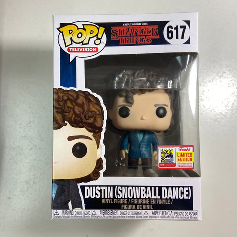 Stranger Things - Dustin (Snowball Dance)  Funko Pop 617(SDCC STICKER IS NOT REAL but figure and box are authentic)