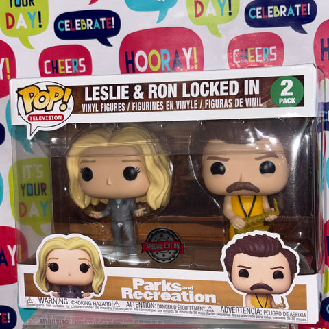 Leslie and Ron Locked In - Parks and Recreation Funko Pop 2-Pack Vinyl Figure (20.5 Cm L × 8.9 Cm W × 15.9 Cm H)