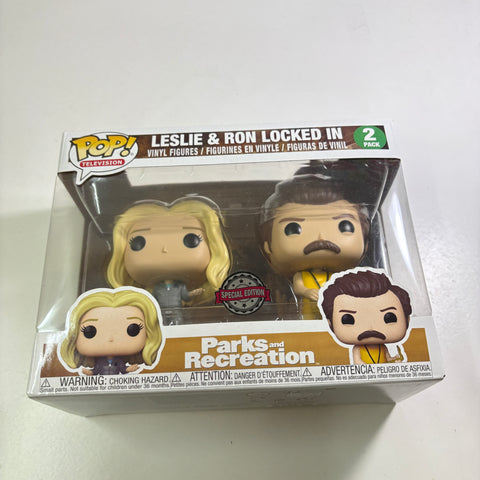 Leslie and Ron Locked In - Parks and Recreation Funko Pop 2-Pack Vinyl Figure (20.5 Cm L × 8.9 Cm W × 15.9 Cm H)