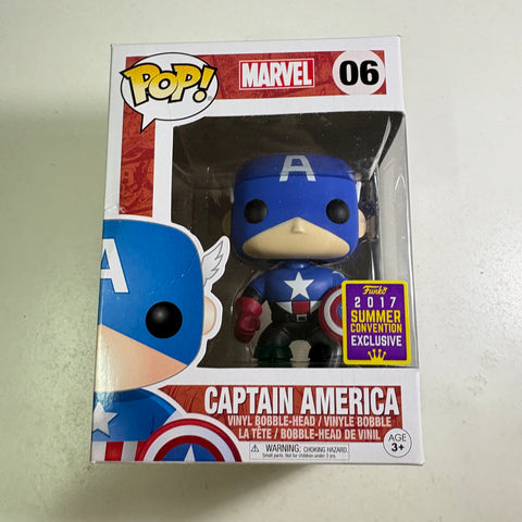BOX FLAWS VIEW PHOTOS Captain America Summer Convention - Marvel Funko Pop Vinyl Figure (11.4 Cm L × 8.9 Cm W × 15.9 Cm H)