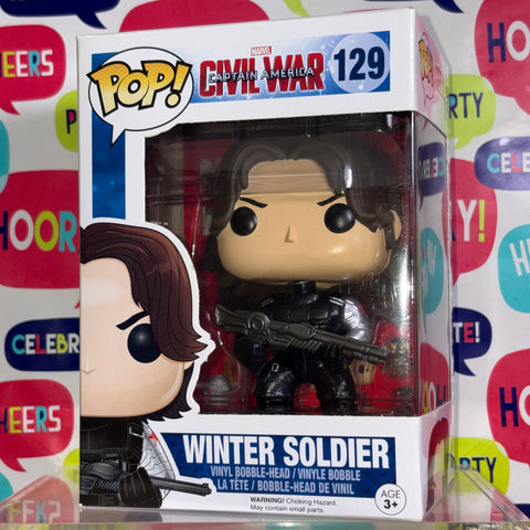 BOX FLAWS VIEW PHOTOS Winter Soldier - Marvel Funko Pop 129 Vinyl Figure (11.4 Cm L × 8.9 Cm W × 15.9 Cm H)