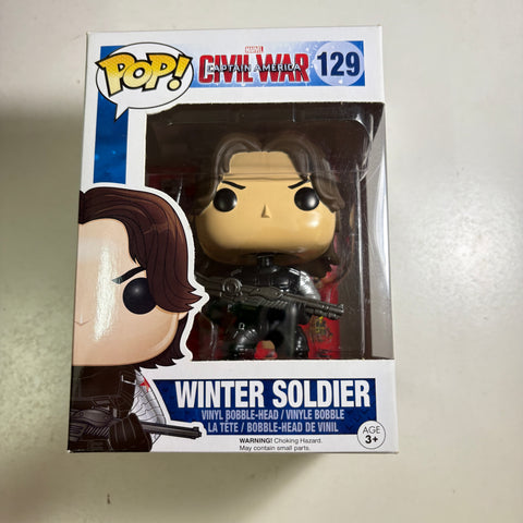 BOX FLAWS VIEW PHOTOS Winter Soldier - Marvel Funko Pop 129 Vinyl Figure (11.4 Cm L × 8.9 Cm W × 15.9 Cm H)