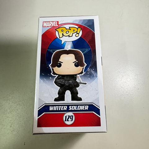 BOX FLAWS VIEW PHOTOS Winter Soldier - Marvel Funko Pop 129 Vinyl Figure (11.4 Cm L × 8.9 Cm W × 15.9 Cm H)