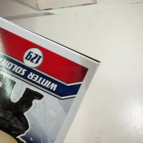 BOX FLAWS VIEW PHOTOS Winter Soldier - Marvel Funko Pop 129 Vinyl Figure (11.4 Cm L × 8.9 Cm W × 15.9 Cm H)
