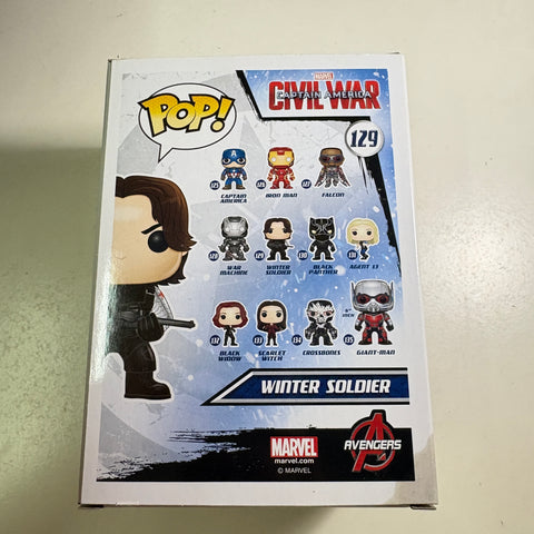 BOX FLAWS VIEW PHOTOS Winter Soldier - Marvel Funko Pop 129 Vinyl Figure (11.4 Cm L × 8.9 Cm W × 15.9 Cm H)