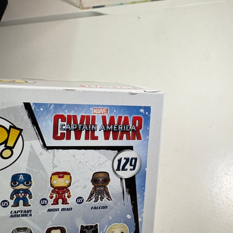 BOX FLAWS VIEW PHOTOS Winter Soldier - Marvel Funko Pop 129 Vinyl Figure (11.4 Cm L × 8.9 Cm W × 15.9 Cm H)
