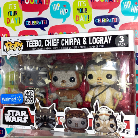 Teebo, Chief Chirpa & Logray - Star Wars Funko Pop 3 Pack Walmart Exclusive