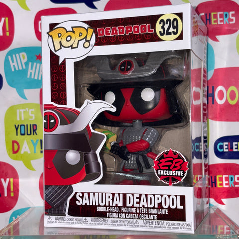 BOX FLAW VIEW PHOTOS Samurai Deadpool - Marvel Funko Pop 329 Vinyl Figure (11.4 Cm L × 8.9 Cm W × 15.9 Cm H)