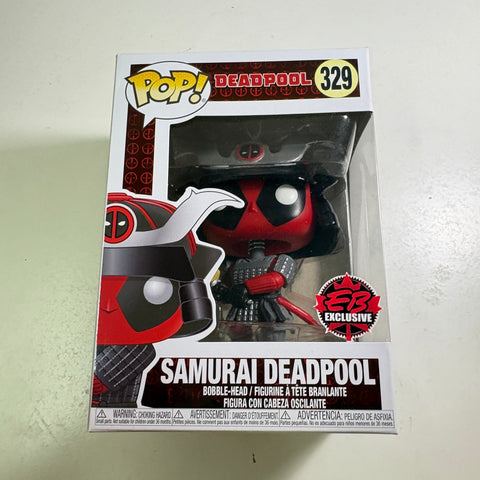 BOX FLAW VIEW PHOTOS Samurai Deadpool - Marvel Funko Pop 329 Vinyl Figure (11.4 Cm L × 8.9 Cm W × 15.9 Cm H)