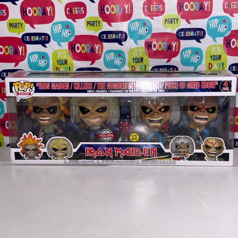 Iron Maiden 4 Pack Iron Maiden/Killers/Number of The Beast/Peace of Mind Eddie Funko Pop Rocks Vinyl Figures EXCLUSIVE Figure (45.7 Cm L × 11.7 Cm W × 15.9 Cm H (Copy)