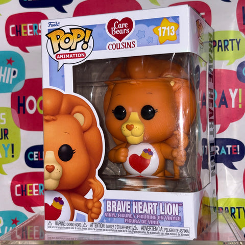 BOX FLAWS VIEW PHOTOS Brave Heart Lion - Care Bears Funko Pop 1713 Vinyl Figure (11.4 Cm L × 8.9 Cm W × 15.9 Cm H)