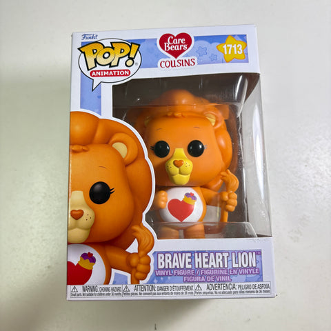 BOX FLAWS VIEW PHOTOS Brave Heart Lion - Care Bears Funko Pop 1713 Vinyl Figure (11.4 Cm L × 8.9 Cm W × 15.9 Cm H)