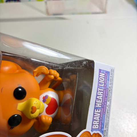 BOX FLAWS VIEW PHOTOS Brave Heart Lion - Care Bears Funko Pop 1713 Vinyl Figure (11.4 Cm L × 8.9 Cm W × 15.9 Cm H)