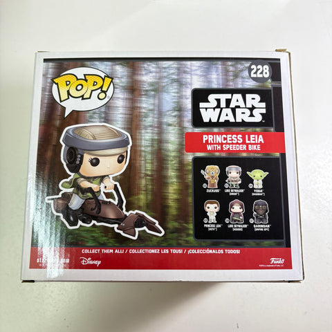 BOX FLAWS VIEW PHOTOS Princess Leia with Speeder Bike - Star Wars Funko Pop Vinyl Figure 228 (20.5 Cm L × 8.9 Cm W × 15.9 Cm H)