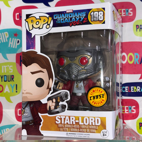 BOX FLAWS VIEW PHOTOS Star-Lord CHASE - Guardians of the Galaxy Marvel Funko Pop Vinyl Figure (11.4 Cm L × 8.9 Cm W × 15.9 Cm H)