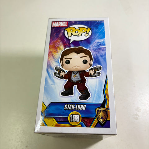 BOX FLAWS VIEW PHOTOS Star-Lord CHASE - Guardians of the Galaxy Marvel Funko Pop Vinyl Figure (11.4 Cm L × 8.9 Cm W × 15.9 Cm H)