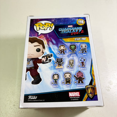 BOX FLAWS VIEW PHOTOS Star-Lord CHASE - Guardians of the Galaxy Marvel Funko Pop Vinyl Figure (11.4 Cm L × 8.9 Cm W × 15.9 Cm H)