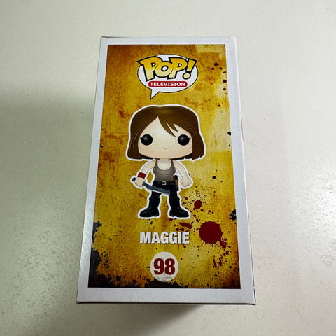 BOX FLAW VIEW PHOTOS The Walking Dead - Maggie Rhee  Funko Pop 98 Vinyl Figure  (11.4 Cm L × 8.9 Cm W × 15.9 Cm H)