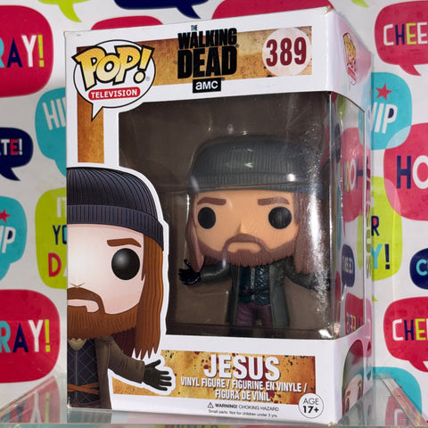 BOX FLAW VIEW PHOTOS The Walking Dead - Jesus  Funko Pop 389 Vinyl Figure (11.4 Cm L × 8.9 Cm W × 15.9 Cm H)