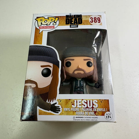 BOX FLAW VIEW PHOTOS The Walking Dead - Jesus  Funko Pop 389 Vinyl Figure (11.4 Cm L × 8.9 Cm W × 15.9 Cm H)