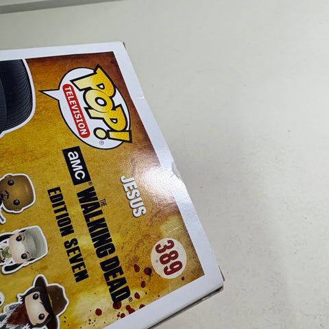 BOX FLAW VIEW PHOTOS The Walking Dead - Jesus  Funko Pop 389 Vinyl Figure (11.4 Cm L × 8.9 Cm W × 15.9 Cm H)