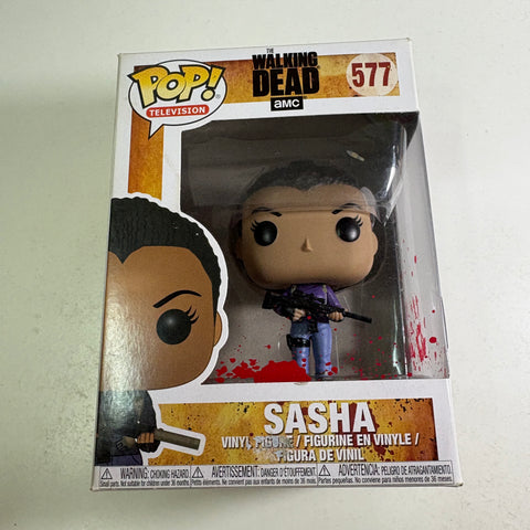 BOX FLAW VIEW PHOTOS The Walking Dead - Sasha  Funko Pop 577 Vinyl Figure (11.4 Cm L × 8.9 Cm W × 15.9 Cm H)