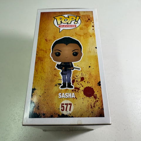 BOX FLAW VIEW PHOTOS The Walking Dead - Sasha  Funko Pop 577 Vinyl Figure (11.4 Cm L × 8.9 Cm W × 15.9 Cm H)