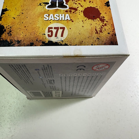 BOX FLAW VIEW PHOTOS The Walking Dead - Sasha  Funko Pop 577 Vinyl Figure (11.4 Cm L × 8.9 Cm W × 15.9 Cm H)