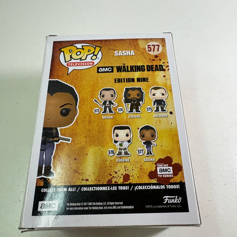 BOX FLAW VIEW PHOTOS The Walking Dead - Sasha  Funko Pop 577 Vinyl Figure (11.4 Cm L × 8.9 Cm W × 15.9 Cm H)