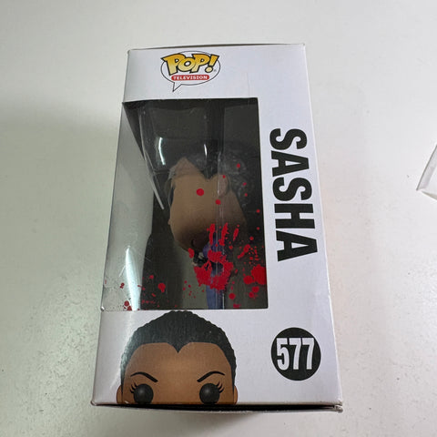 BOX FLAW VIEW PHOTOS The Walking Dead - Sasha  Funko Pop 577 Vinyl Figure (11.4 Cm L × 8.9 Cm W × 15.9 Cm H)