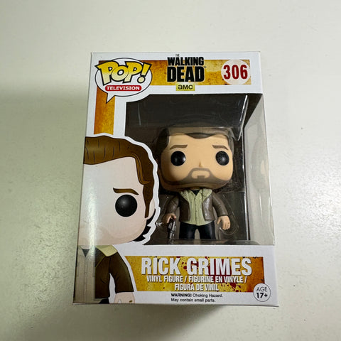 BOX FLAWS VIEW PHOTOS Rick Grimes - The Walking Dead Funko Pop 306 Vinyl Figure  (11.4 Cm L × 8.9 Cm W × 15.9 Cm H)