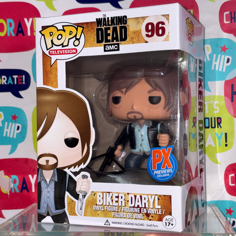 BOX FLAWS VIEW PHOTOS Daryl Dixon Biker - The Walking Dead Funko Pop 96 Vinyl Figure PX Exclusive  (11.4 Cm L × 8.9 Cm W × 15.9 Cm H)