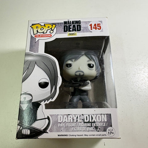 BOX FLAWS VIEW PHOTOS Daryl Dixon (Black and White) - The Walking Dead Funko Pop 145 Vinyl Figure (11.4 Cm L × 8.9 Cm W × 15.9 Cm H)