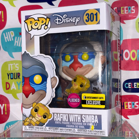 Rafiki FLOCKED - The Lion King Disney Funko Pop Vinyl Figure Entertainment Earth Exclusive (11.4 Cm L × 8.9 Cm W × 15.9 Cm H)