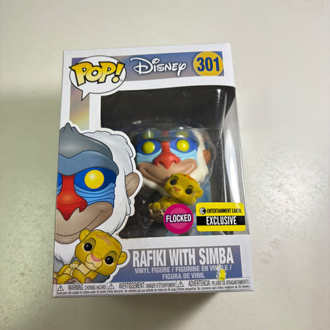 Rafiki FLOCKED - The Lion King Disney Funko Pop Vinyl Figure Entertainment Earth Exclusive (11.4 Cm L × 8.9 Cm W × 15.9 Cm H)