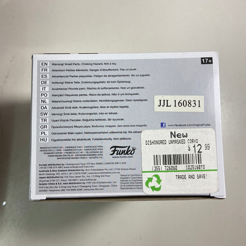 Dishonored - Unmasked Corvo Funko Pop 244