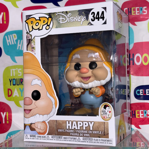 Happy - Snow White and the Seven Dwarves Disney Funko Pop 344 Vinyl Figure (11.4 Cm L × 8.9 Cm W × 15.9 Cm H)