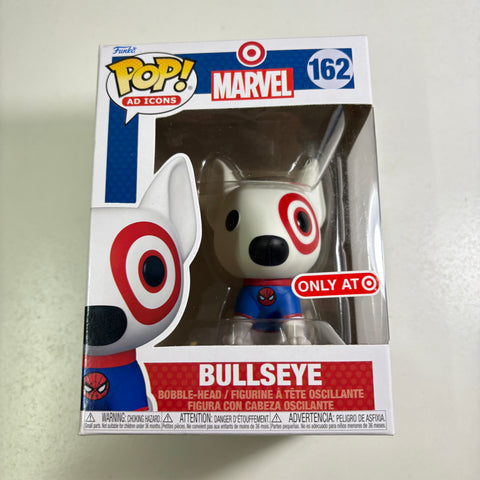BOX DAMAGE VIEW PHOTOS Bullseyes with Spider-Man Shirt Target - Funko Pop AD ICONS 162 Vinyl Figure