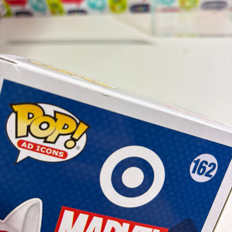 BOX DAMAGE VIEW PHOTOS Bullseyes with Spider-Man Shirt Target - Funko Pop AD ICONS 162 Vinyl Figure