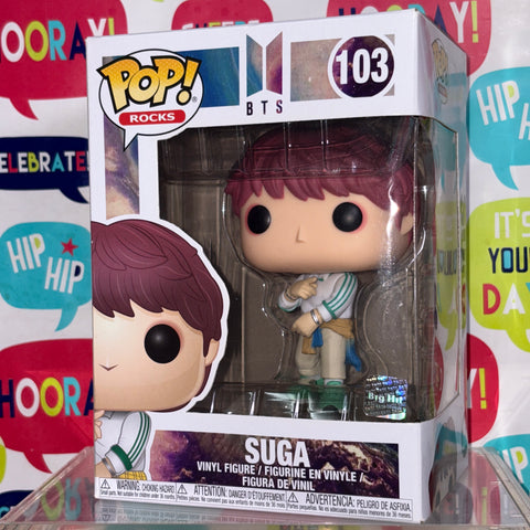 BOX FLAWS VIEW PHOTOS BTS - Suga Funko Pop Rocks 103 Vinyl Figure Collectible