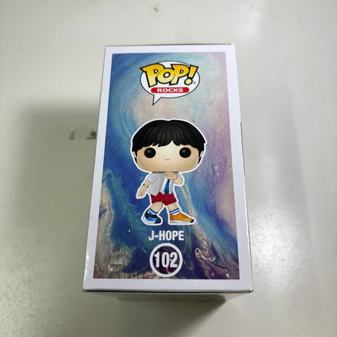 BOX FLAWS VIEW PHOTOS BTS - J-Hope Funko Pop Rocks 102 Vinyl Figure Collectible