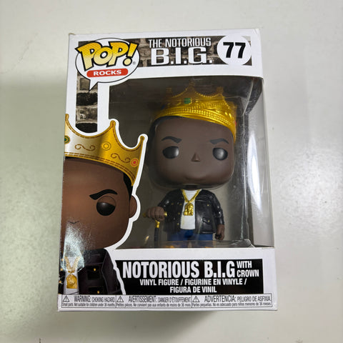 BOX DAMAGE VIEW PHOTOS NOTORIOUS B.I.G. with Crown - Funko Pop Rocks 77