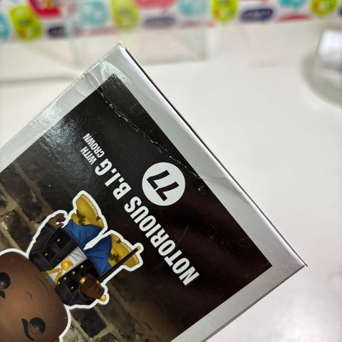 BOX DAMAGE VIEW PHOTOS NOTORIOUS B.I.G. with Crown - Funko Pop Rocks 77