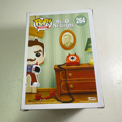 BOX FLAWS VEW PHOTOS The Neighbour with Glue - Hello Neighbour Funko Pop 264 (11.4 Cm L × 8.9 Cm W × 15.9 Cm H)