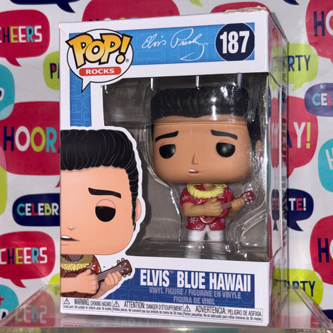 BOX FLAWS VIEW PHOTOS Elvis Blue Hawaii -  Funko Pop 187 Vinyl Figure (11.4 Cm L × 8.9 Cm W × 15.9 Cm H)