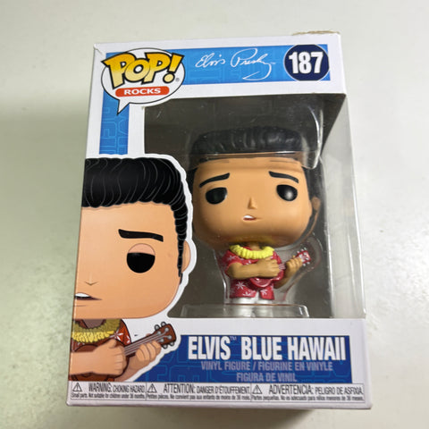 BOX FLAWS VIEW PHOTOS Elvis Blue Hawaii -  Funko Pop 187 Vinyl Figure (11.4 Cm L × 8.9 Cm W × 15.9 Cm H)