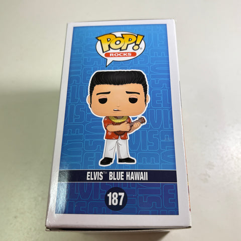 BOX FLAWS VIEW PHOTOS Elvis Blue Hawaii -  Funko Pop 187 Vinyl Figure (11.4 Cm L × 8.9 Cm W × 15.9 Cm H)