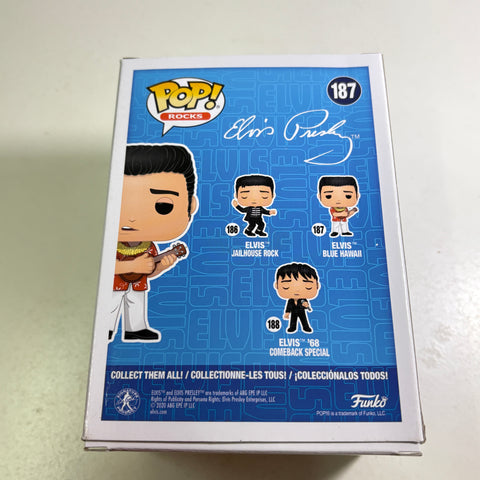 BOX FLAWS VIEW PHOTOS Elvis Blue Hawaii -  Funko Pop 187 Vinyl Figure (11.4 Cm L × 8.9 Cm W × 15.9 Cm H)